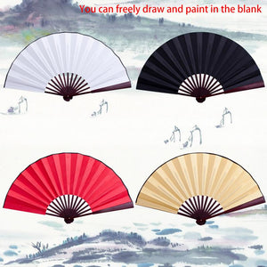 8 Inch/10 Inch Silk Cloth Blank Chinese Folding Fan Wooden Bamboo