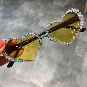 Vintage Heart Sunglasses Women Fashion Luxury Rhinestone