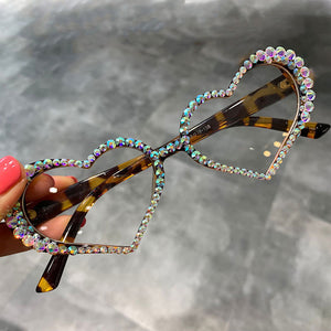 Vintage Heart Sunglasses Women Fashion Luxury Rhinestone