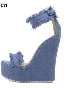 New Designer Denim Sandals - My Girlfriend's Closet STL Boutique 