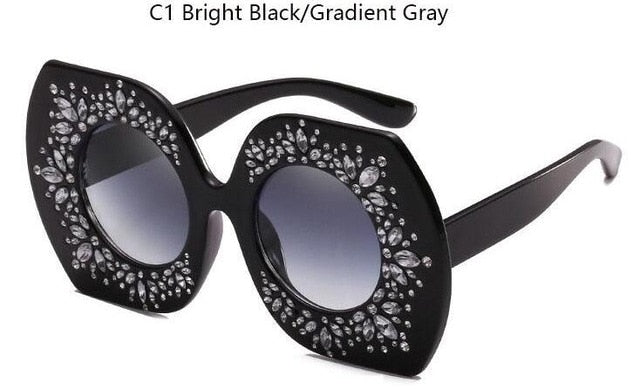 Oversized Goggles Rhinestone Large Frame Square Sunglasses