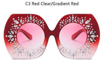 Load image into Gallery viewer, Oversized Goggles Rhinestone Large Frame Square Sunglasses