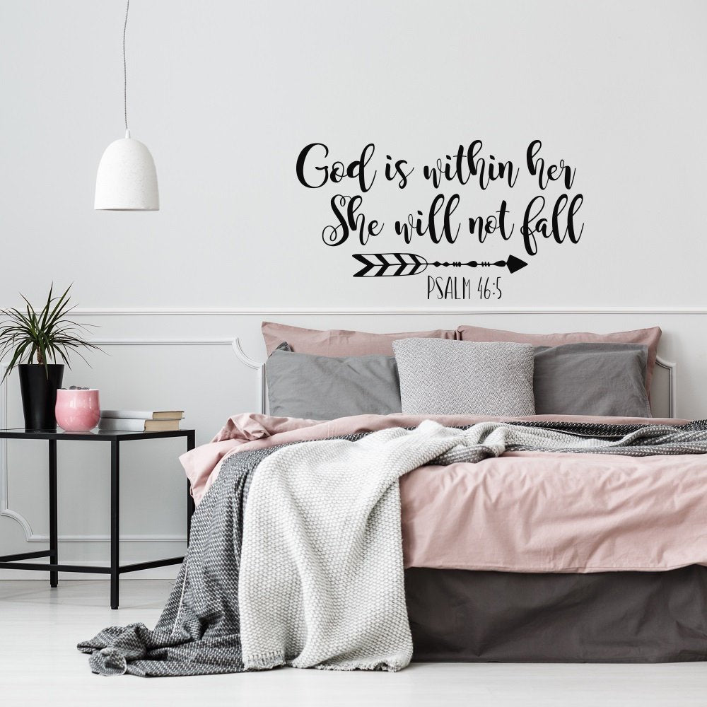 Psalm 46:5 vinyl Wall Decal God is Within Her She Will Not Fall Bible Verse