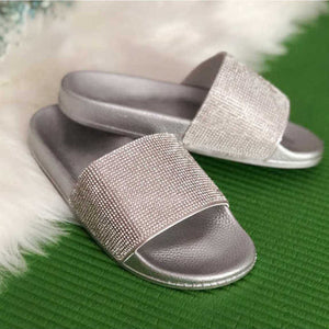 Rhinestone Women Slippers Flip Flops Summer Women Crystal Diamond Bling Beach Slides Sandals Casual Shoes Slip On Slipper - My Girlfriend's Closet STL Boutique 