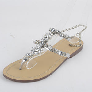 Chain Crystal flat women Sandals - My Girlfriend's Closet STL Boutique 